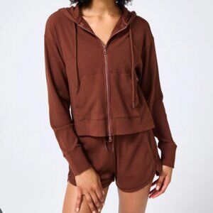 NWT Terez Cafe Rib Crop Hoodie